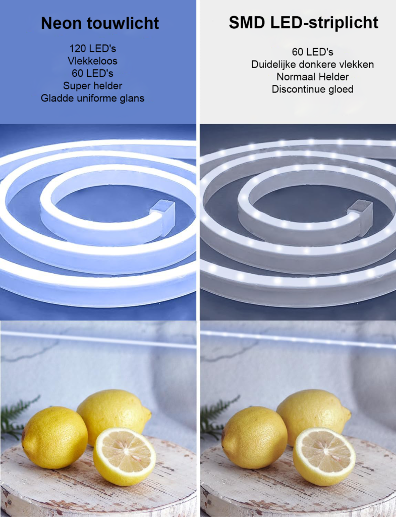 Dimbare neon LED strip 5 meter koud wit met flexibele siliconen lichtstrip voor binnen en buiten gebruik