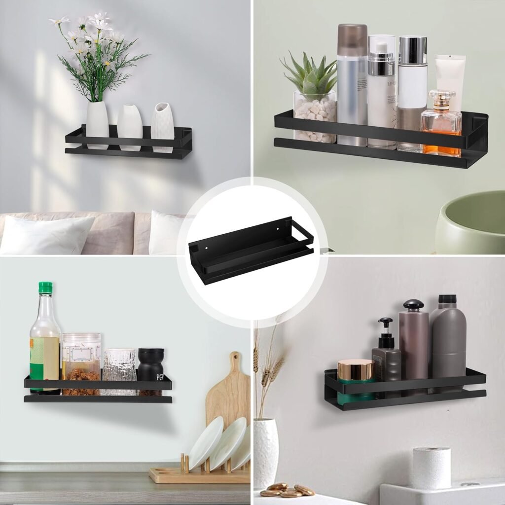 Zwarte RVS doucheplank van 30 cm voor badkamer, keuken en woonkamer met wandbevestiging