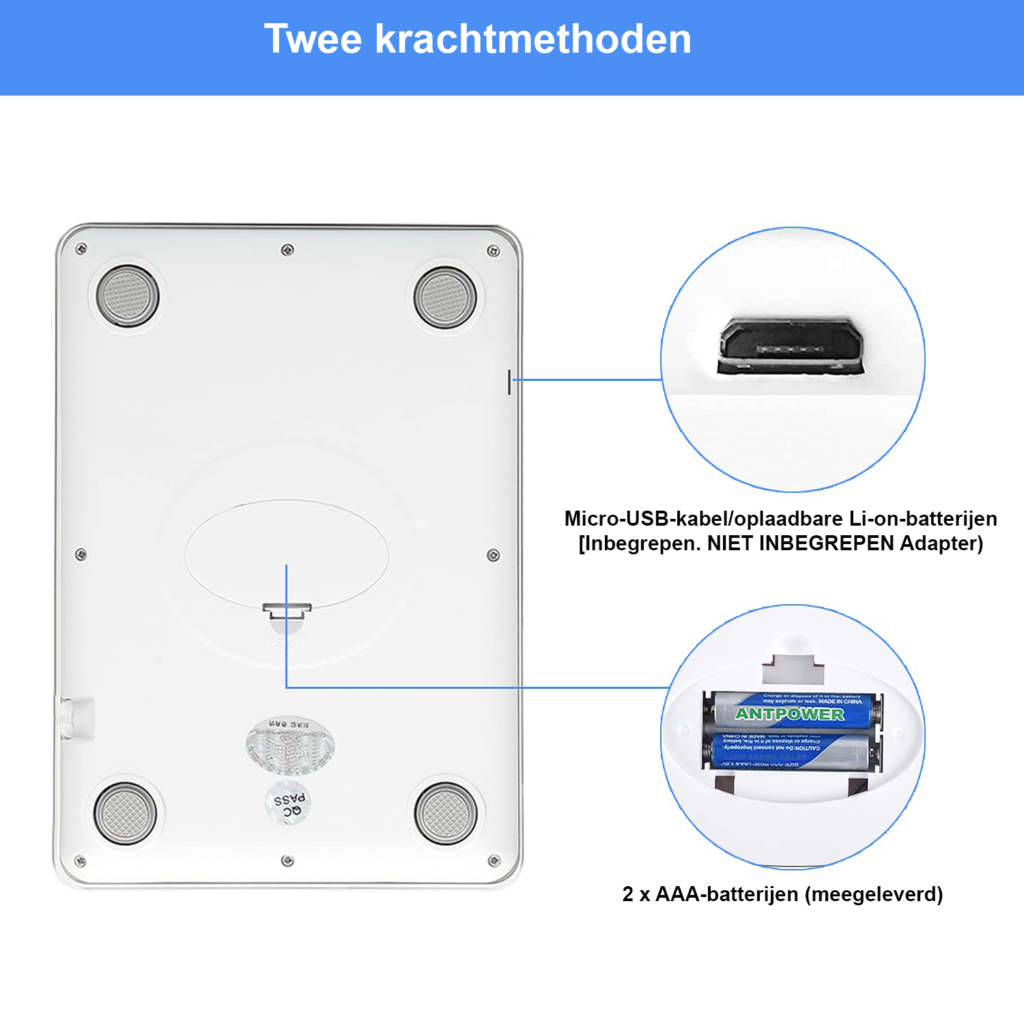 Digitale RVS keukenweegschaal met oplaadbare accu, LCD-display en 13,6 kg weegcapaciteit