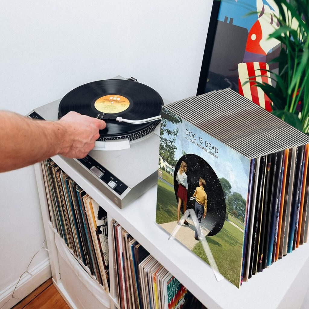 Transparante vinyl record houder voor 12 LP platen van acryl voor bureau en thuis