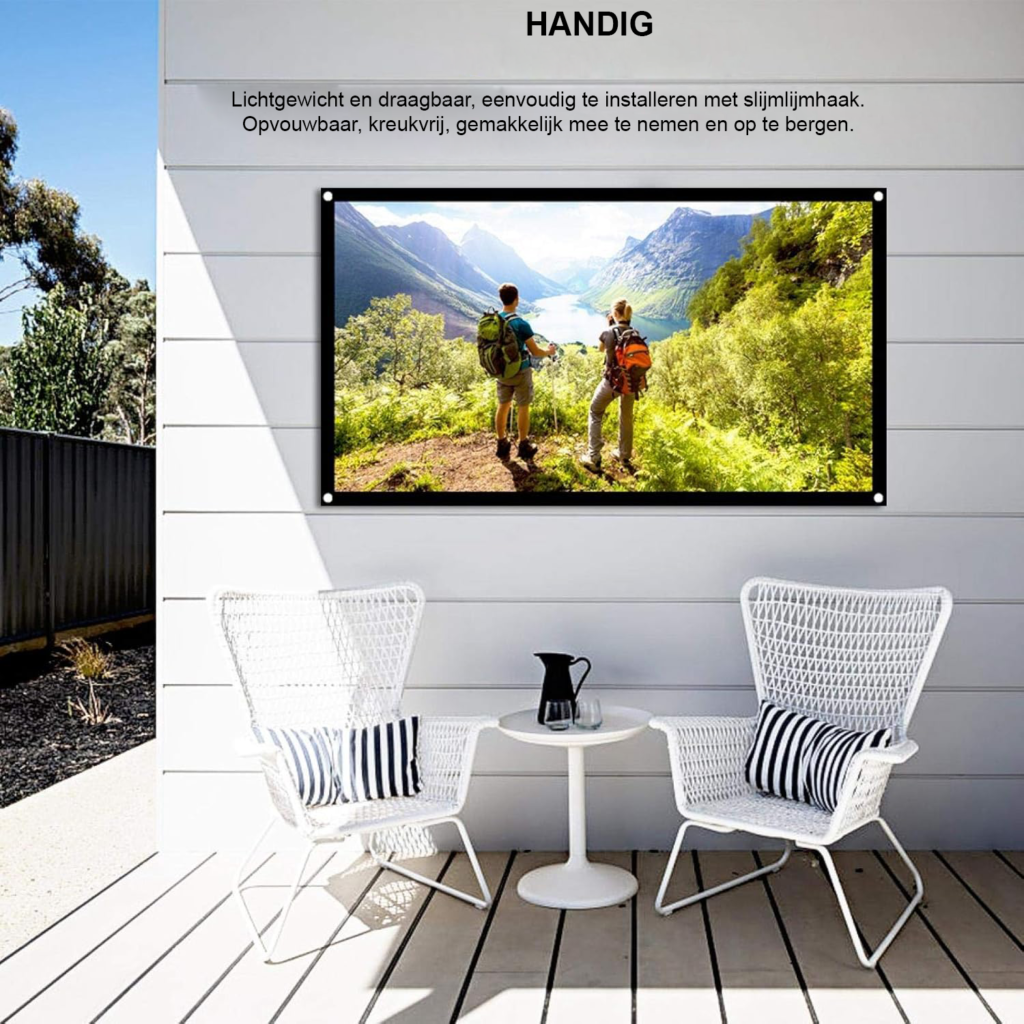 Projectiescherm 100 inch 16:9 HD vouwbaar wit polyester scherm voor thuisbioscoop en presentaties