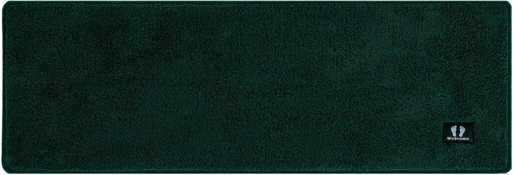 Badmat antislip 40x120 cm van zachte microvezel in donkergroen voor badkamer of douche, absorberend en machinewasbaar