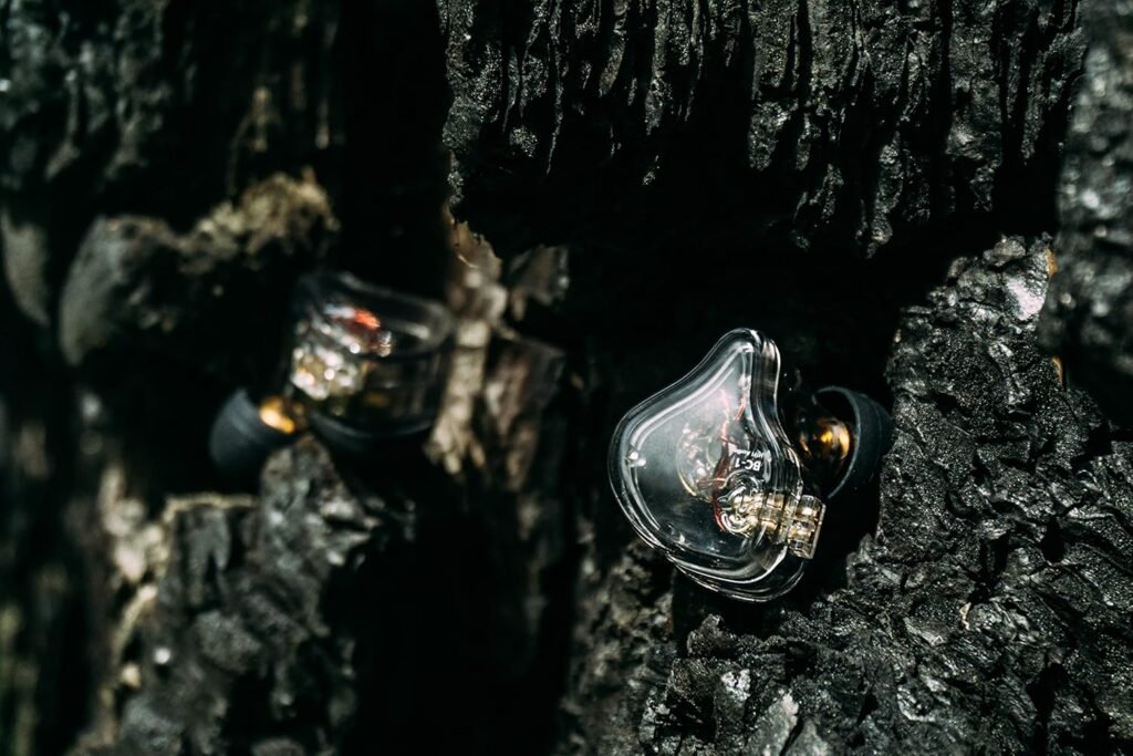 Zwarte in-ear oordopjes met 10mm dual magnetic circuit, HiFi geluid, diepe bas en verwisselbare 2-pin kabel zonder microfoon