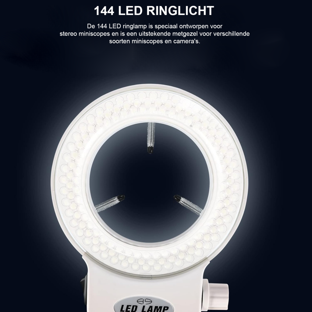 Ringlamp 144 LED met verstelbare helderheid voor fotografie, make-up en video verlichting