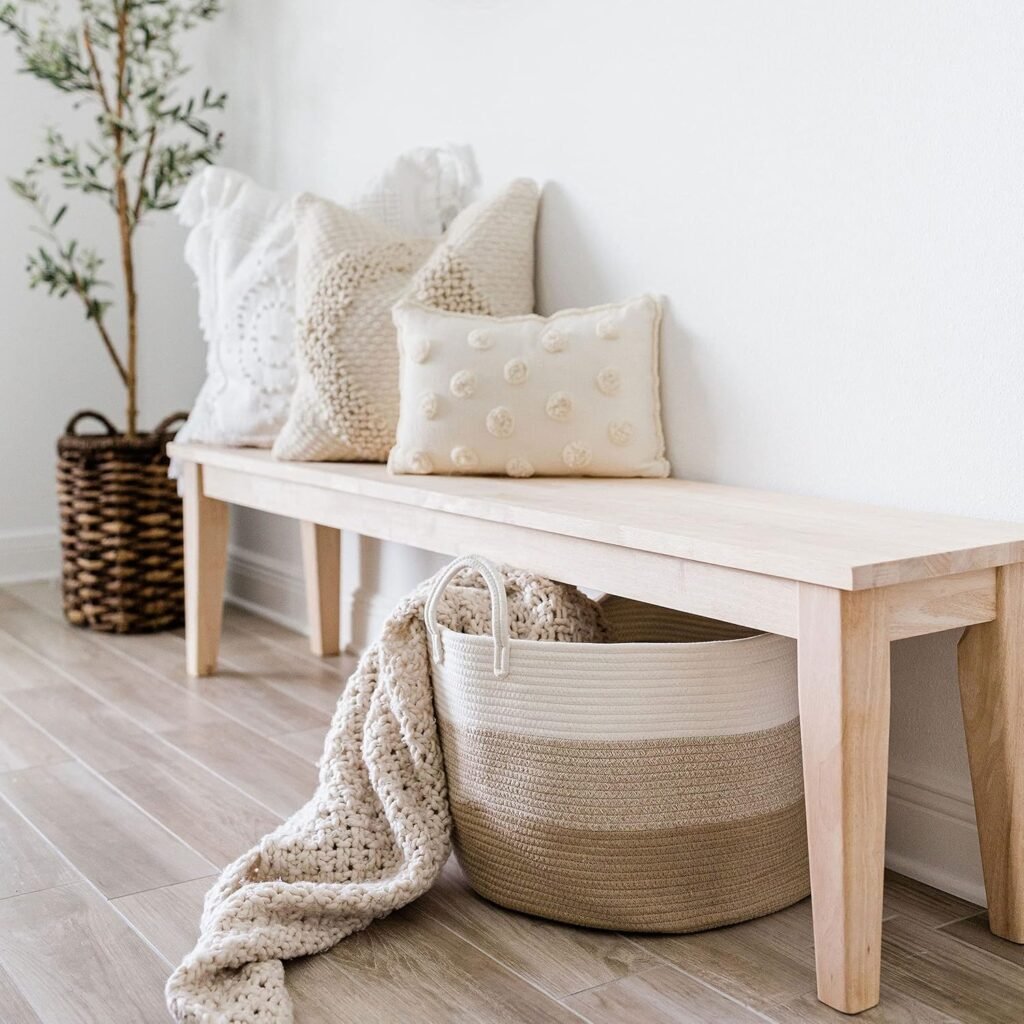 XXL katoenen opbergmand 50x33 cm in honingtinten voor speelgoed, dekens en babykamer opslag