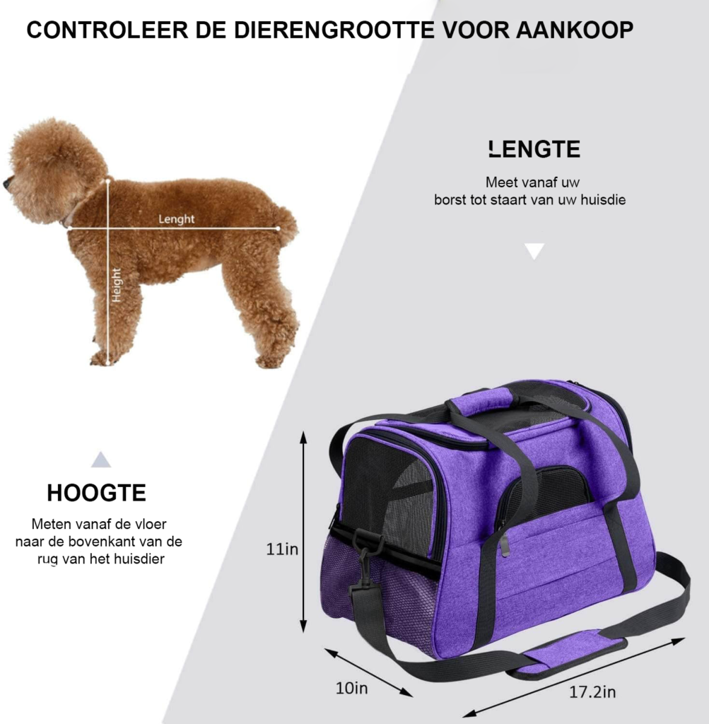 Opvouwbare katten transportbox grijs met schouderriem draagtas voor katten en kleine honden maat M vouwbare reistas