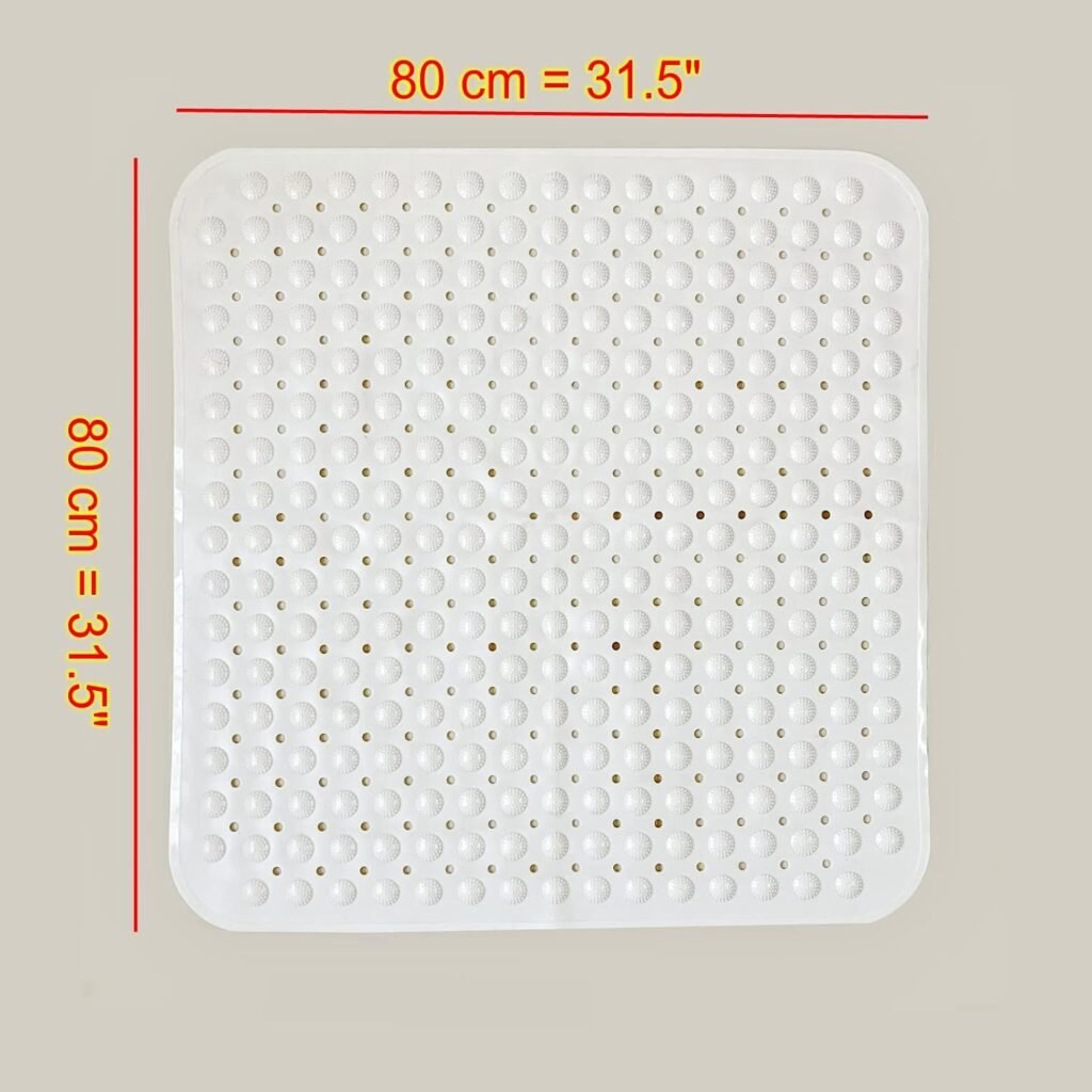 Vierkante antislip douchemat 80x80 cm met zuignappen en voetmassage voor douchecabine en badkamervloer