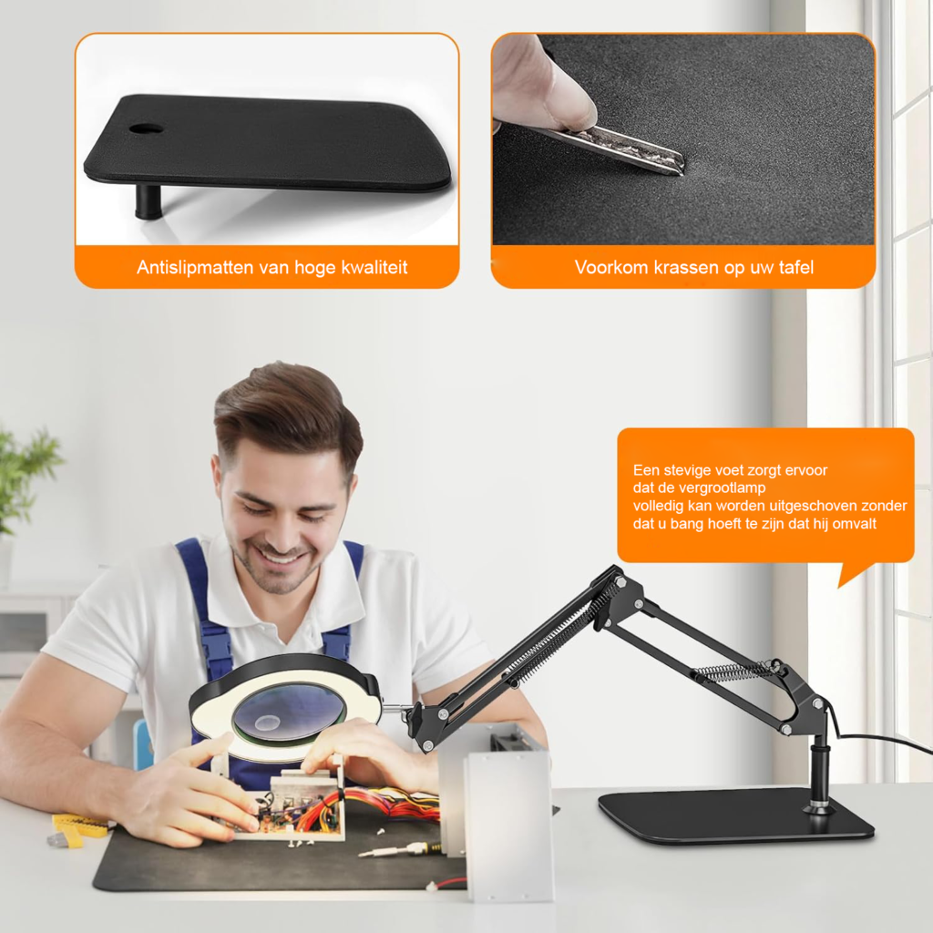 LED vergrootglas met verlichting en standaard voor hobby en reparaties 10x 15x vergroting