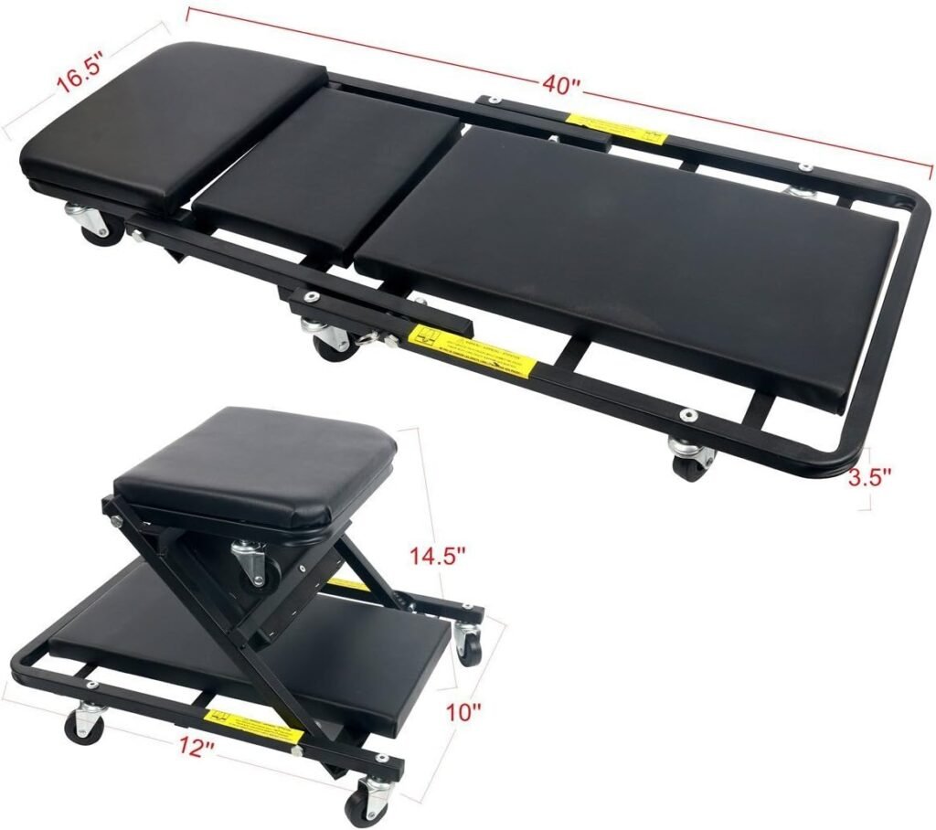 Vouwbare bezoek trolley met zitting en kruk 2-in-1 voor thuis en buiten met draagcapaciteit tot 150 kg