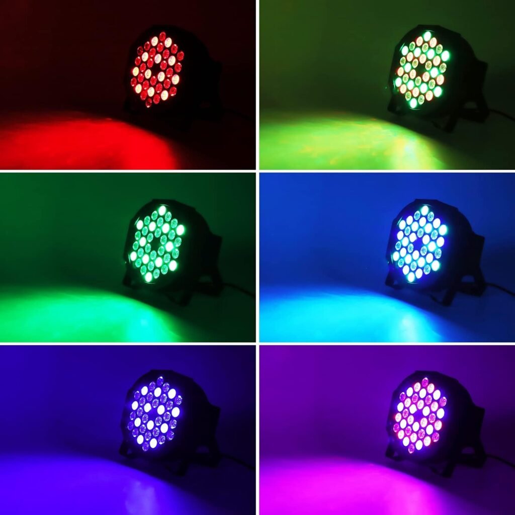 LED stageverlichting set met 4 RGB lampen en afstandsbediening voor feesten en evenementen