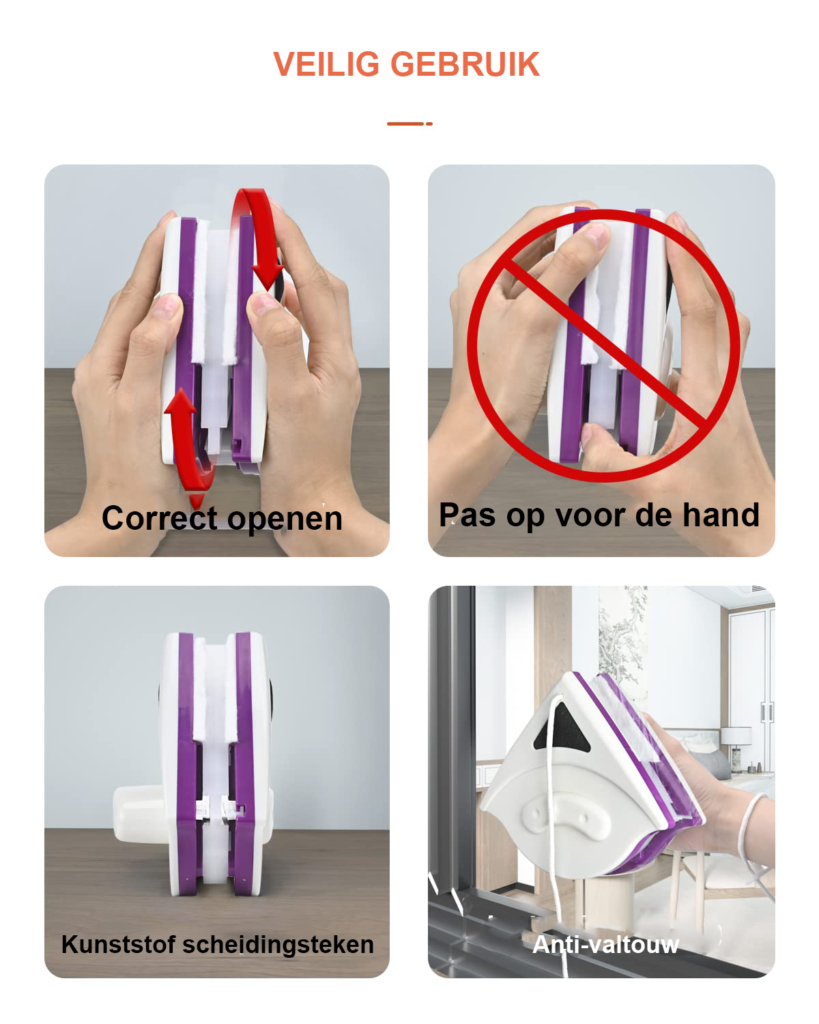 Dubbele magnetische ramenwasser - dubbelzijdige glasreiniger - ergonomisch handvat - voor hoogbouw en autoruiten - 18-30 mm dikte - ramen schoonmaken