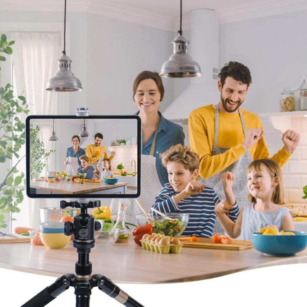 Metalen tablet statief houder voor 7-12,9 inch iPad met draaibare mount, cold shoe en ARCA Swiss quick release voor video-opnames