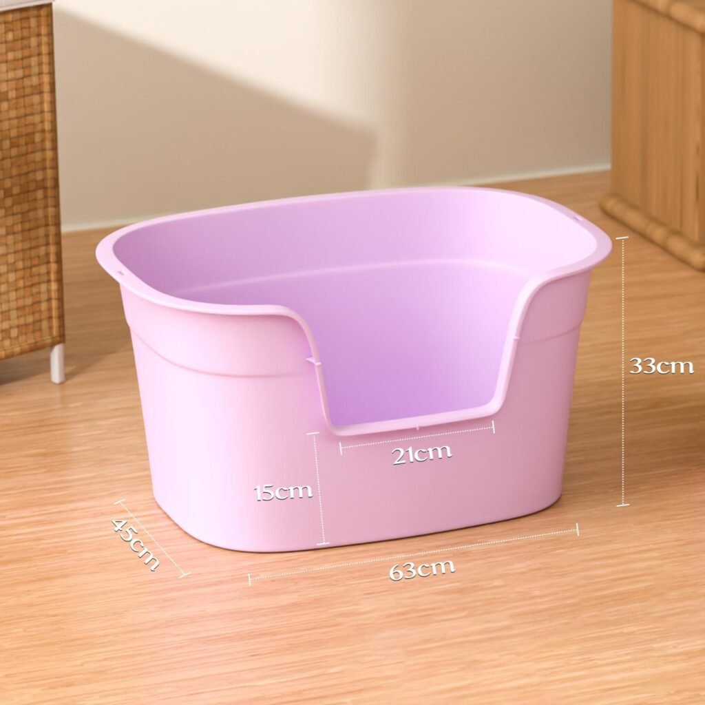 XL kattenbak met hoge randen 63x45x33 cm paars anti mors ontwerp voor katten gemakkelijk schoon te maken kattenbak voor kattenbezitters