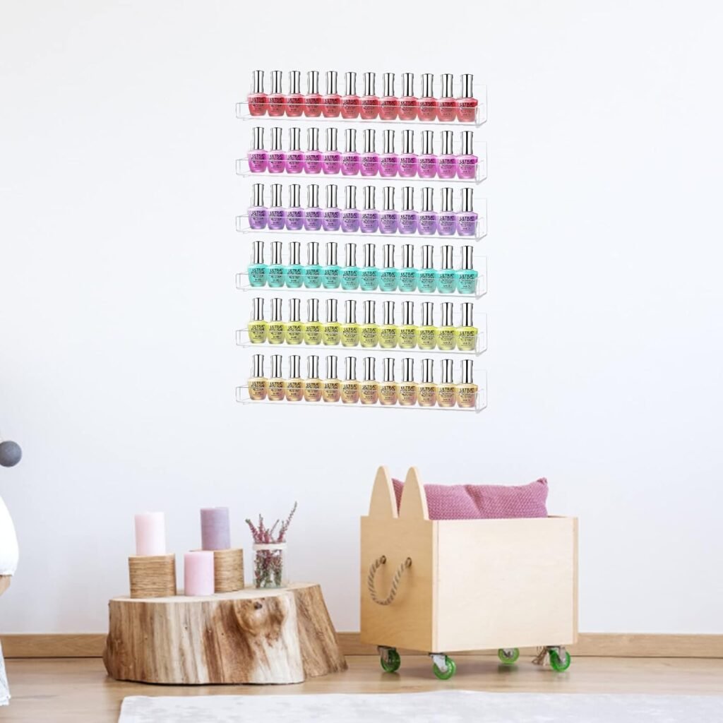 Acryl nagellak organizer 6-pack met muurbevestigde planken voor 90 flessen en transparant display systeem
