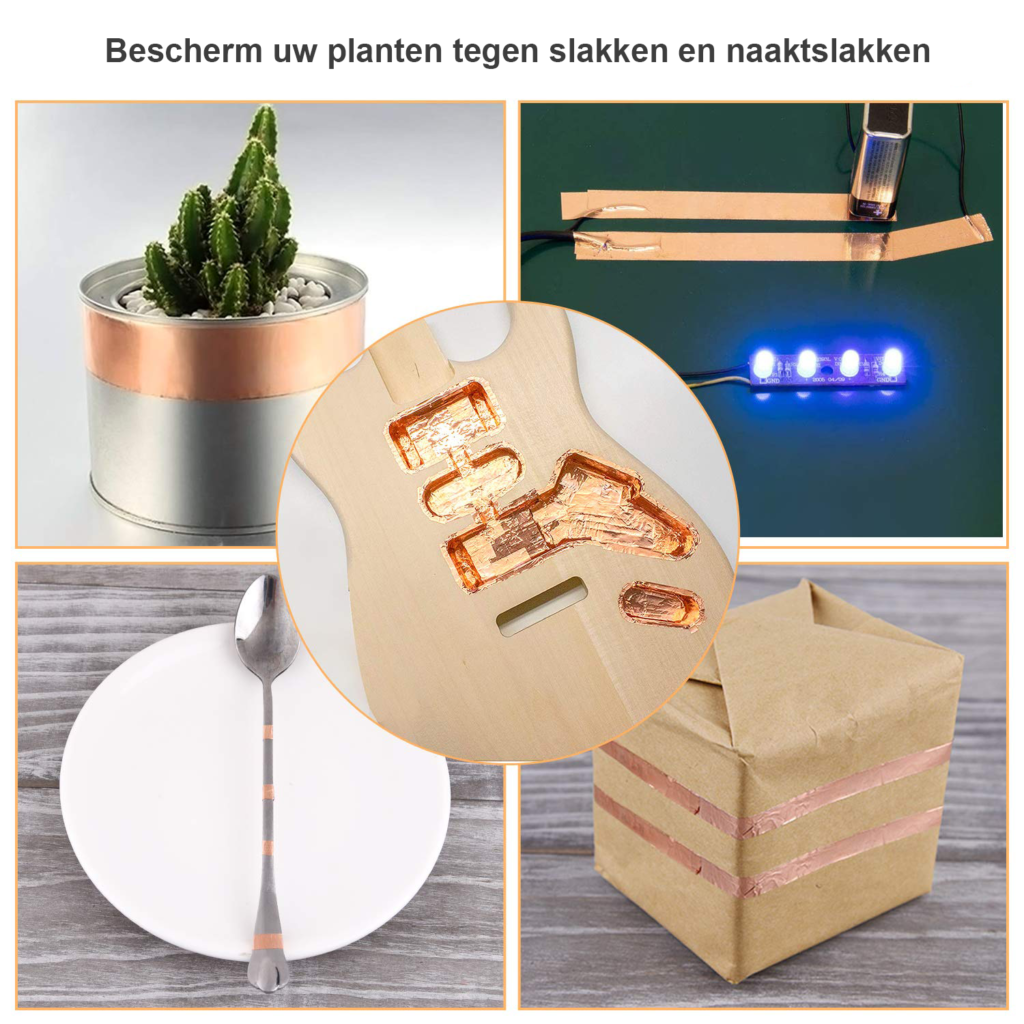 Koperfolie tape 0,5 cm x 20 m zelfklevend voor aarding en elektrische reparaties