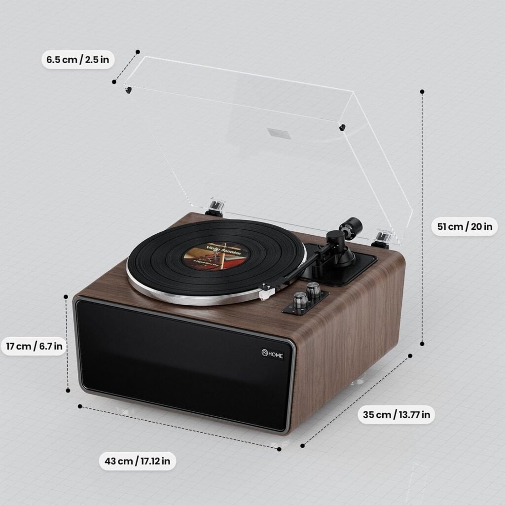 Platenspeler met Bluetooth en ingebouwde speakers hifi vinyl record player MM cartridge retro turntable