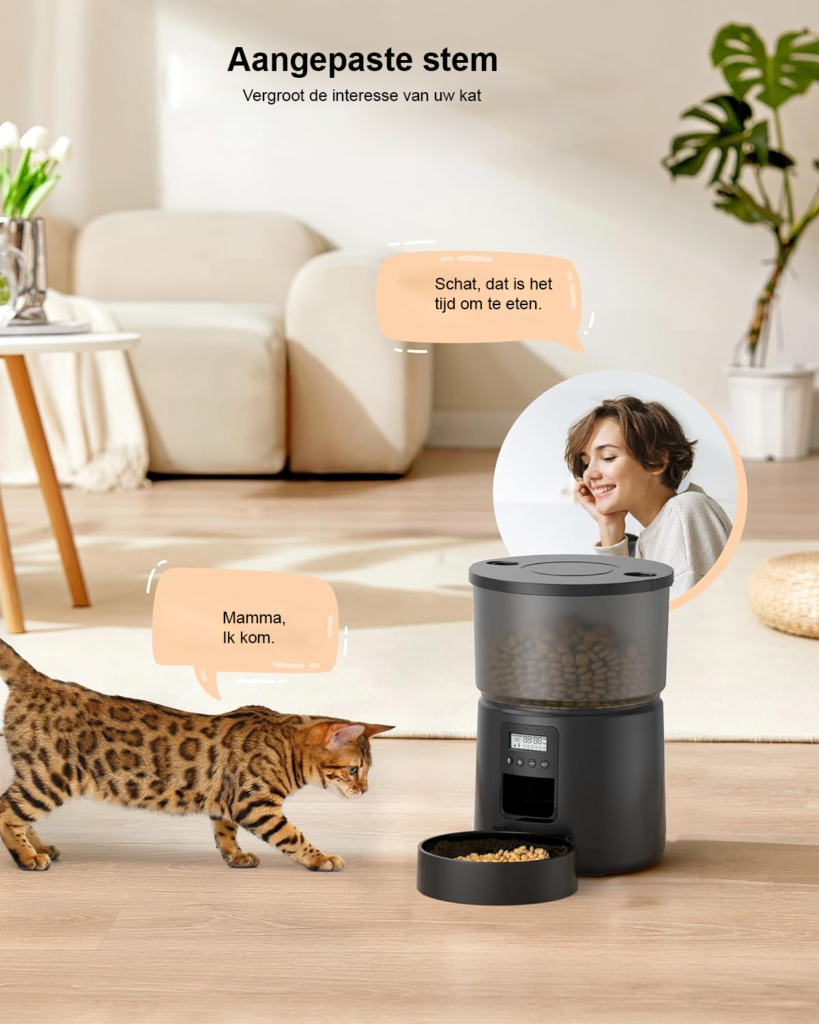 Automatische voederautomaat 5 liter zwart met programmeerbare timer voor huisdierenvoer