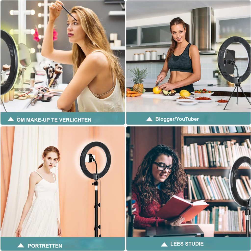 LED ringlicht 10 inch met tripod en telefoonhouder voor selfie, fotografie en livestreams