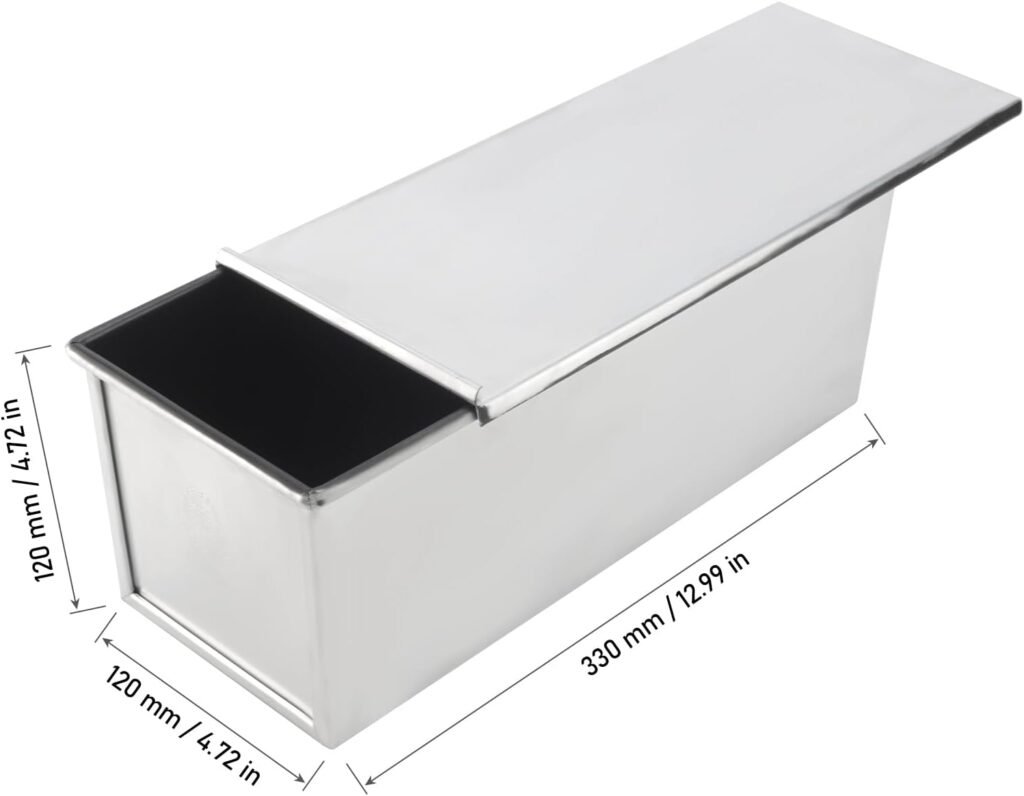 Aluminium Pullman broodvorm met deksel en antiaanbaklaag voor brood, toast en cake bakken 33x12x12 cm