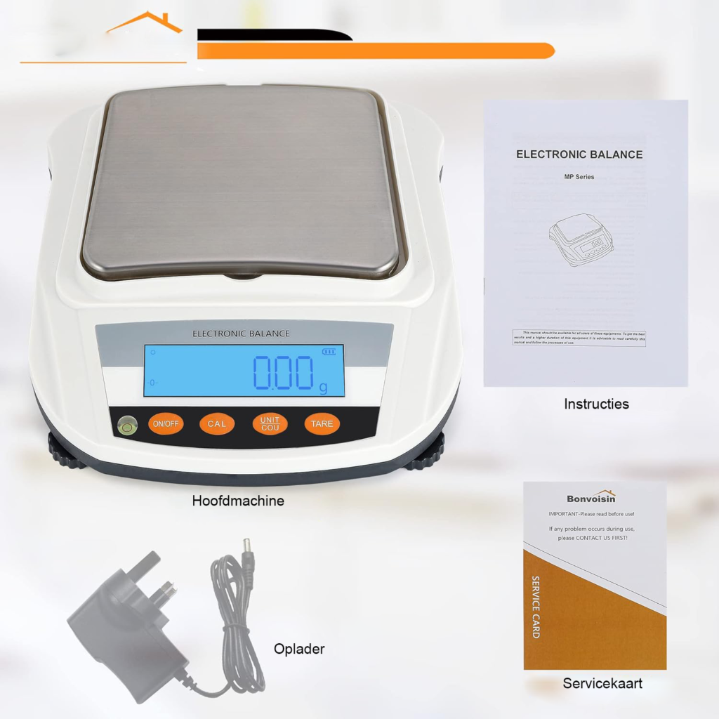 Precisieweegschaal 0,01g Nauwkeurig - Digitale Weegschaal met LCD Display - Laboratorium Weegschaal met RVS Weegplaat - Capaciteit 3000g