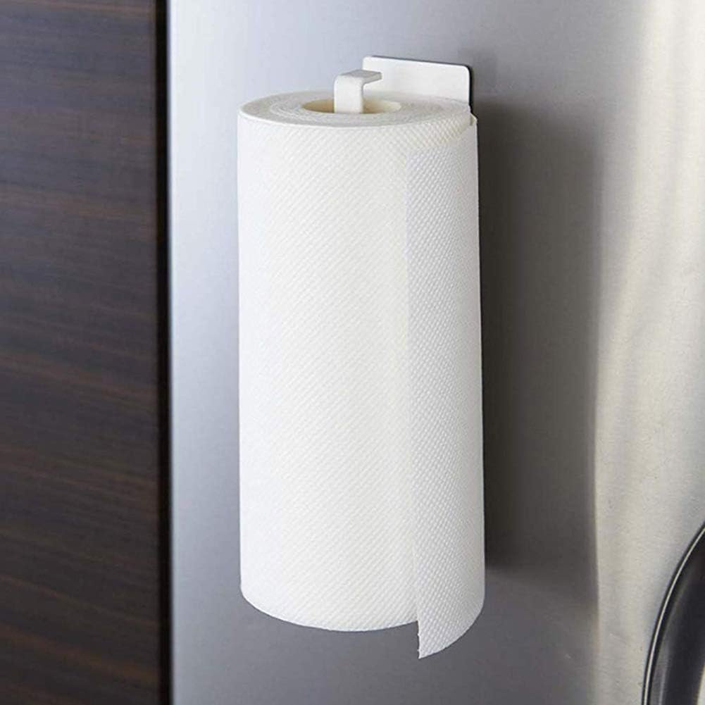 Wandmontage keukenrolhouder van roestvrij staal met magnetische houder in wit voor keuken en papierrollen