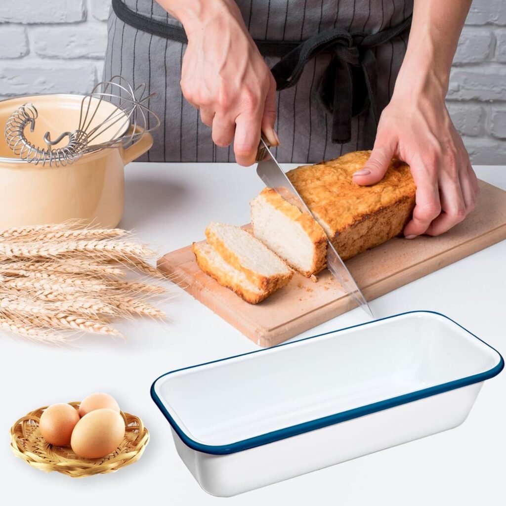 Emaille broodbakvorm 32x13x7 cm voor cake en toastbrood in rechthoekige vorm