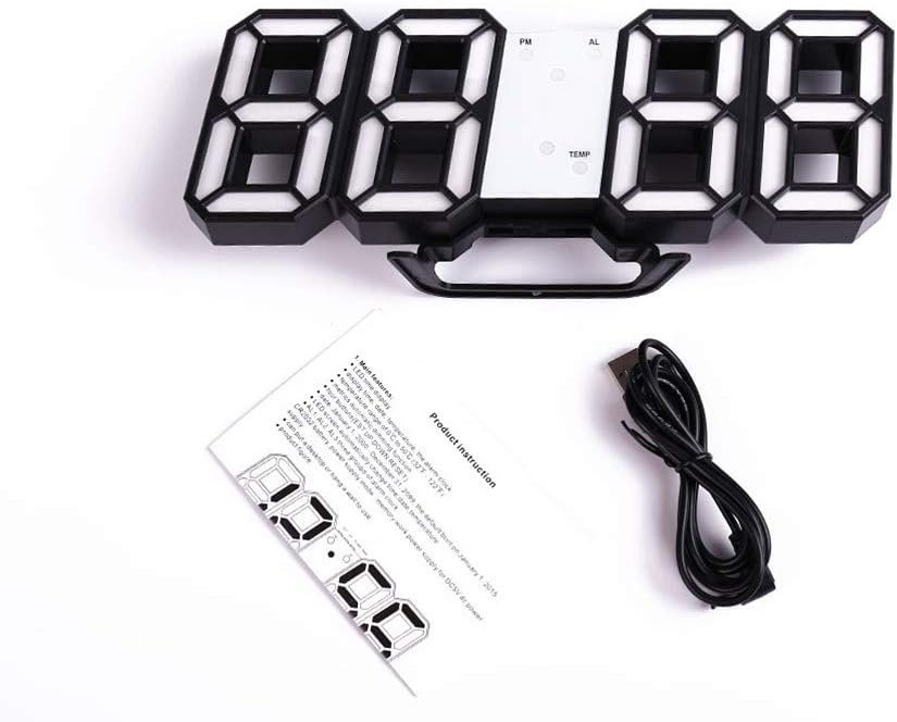 3D digitale LED wekker met dimbaar display en thermometer voor slaapkamer en kantoor