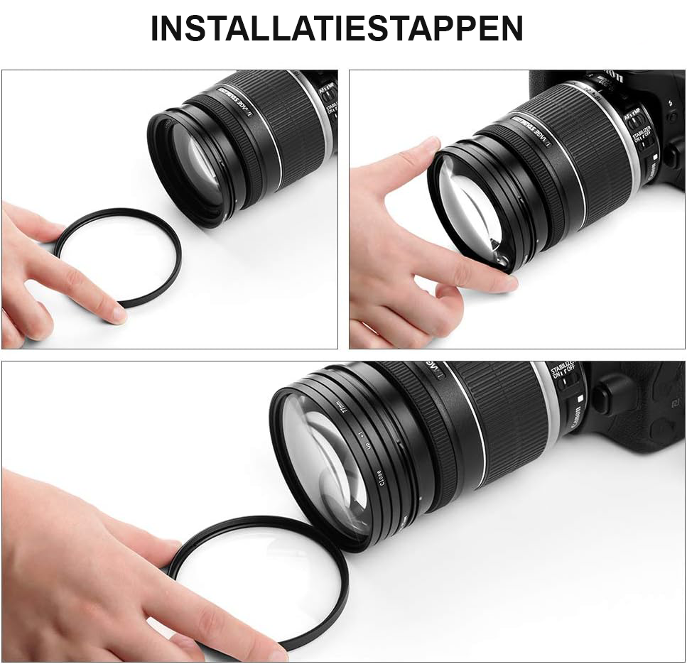 Close-up lens filter kit 4 stuks macro +1 +2 +4 +10 fotografie filters voor detail- en macrofotografie accessoires set