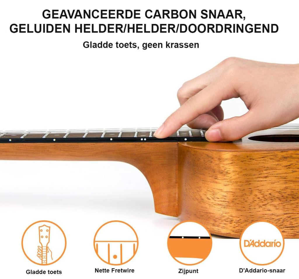 Sopraan ukulele starterset 53,3 cm mahoniehout met draagtas stemapparaat draagband en extra snaren voor beginners