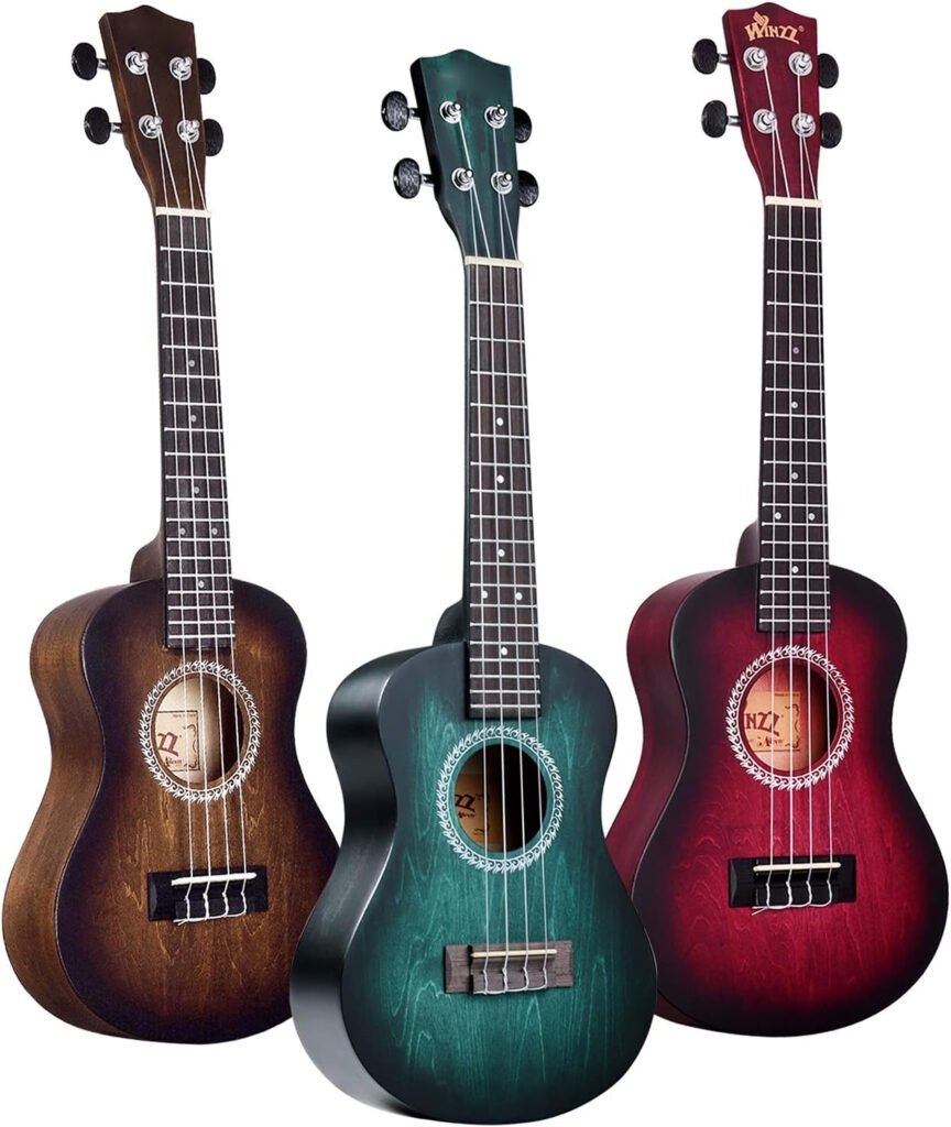 Concert ukulele 23 inch rood met draagtas, tuner en accessoires voor beginners en volwassenen en kinderen