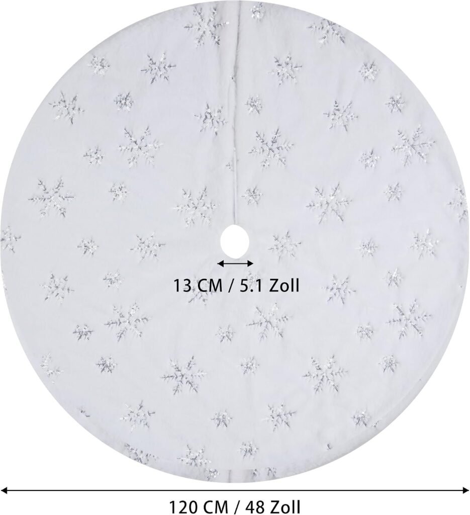 Kerstboomdeken ronde 120 cm wit voor kerstboom met decoratieve kerstboomrok