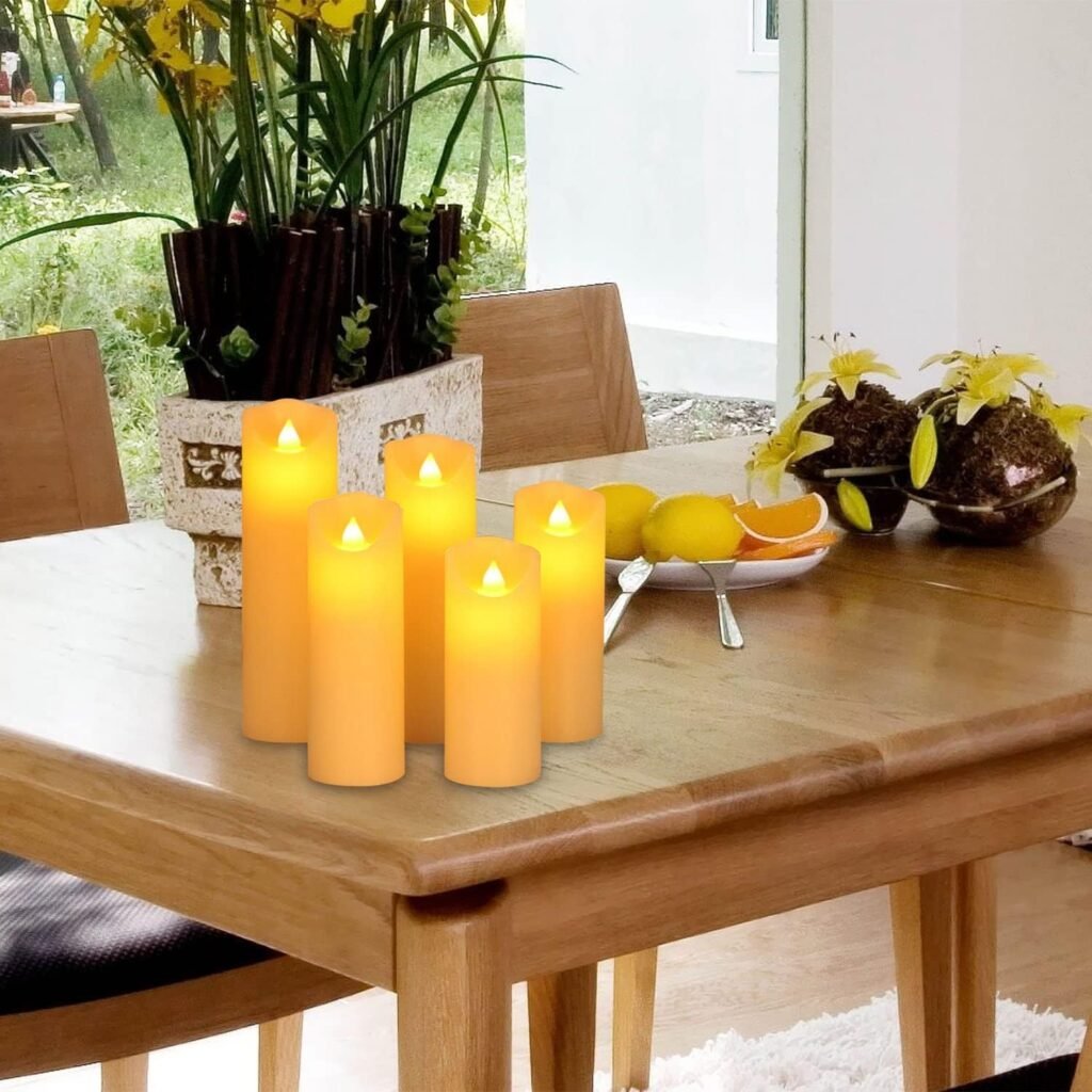 LED Kaarsen Set 5 Delig - Flameless Waskaarsen met Bewegende Vlam - Decoratieve Sfeerverlichting met Afstandsbediening - Timerfunctie 2-4-6-8 Uur