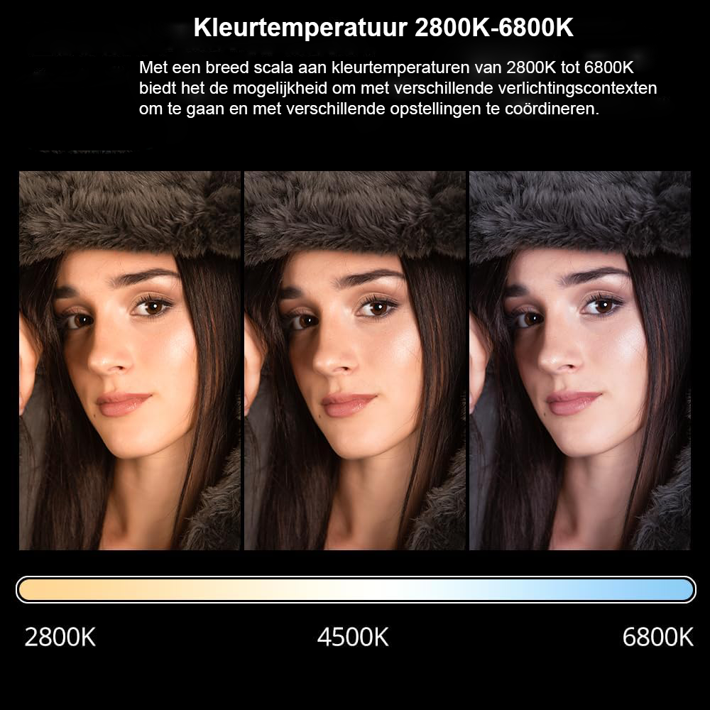 Draagbare RGB videolamp met accu, LED studiobelichting met app bediening voor fotografie en video