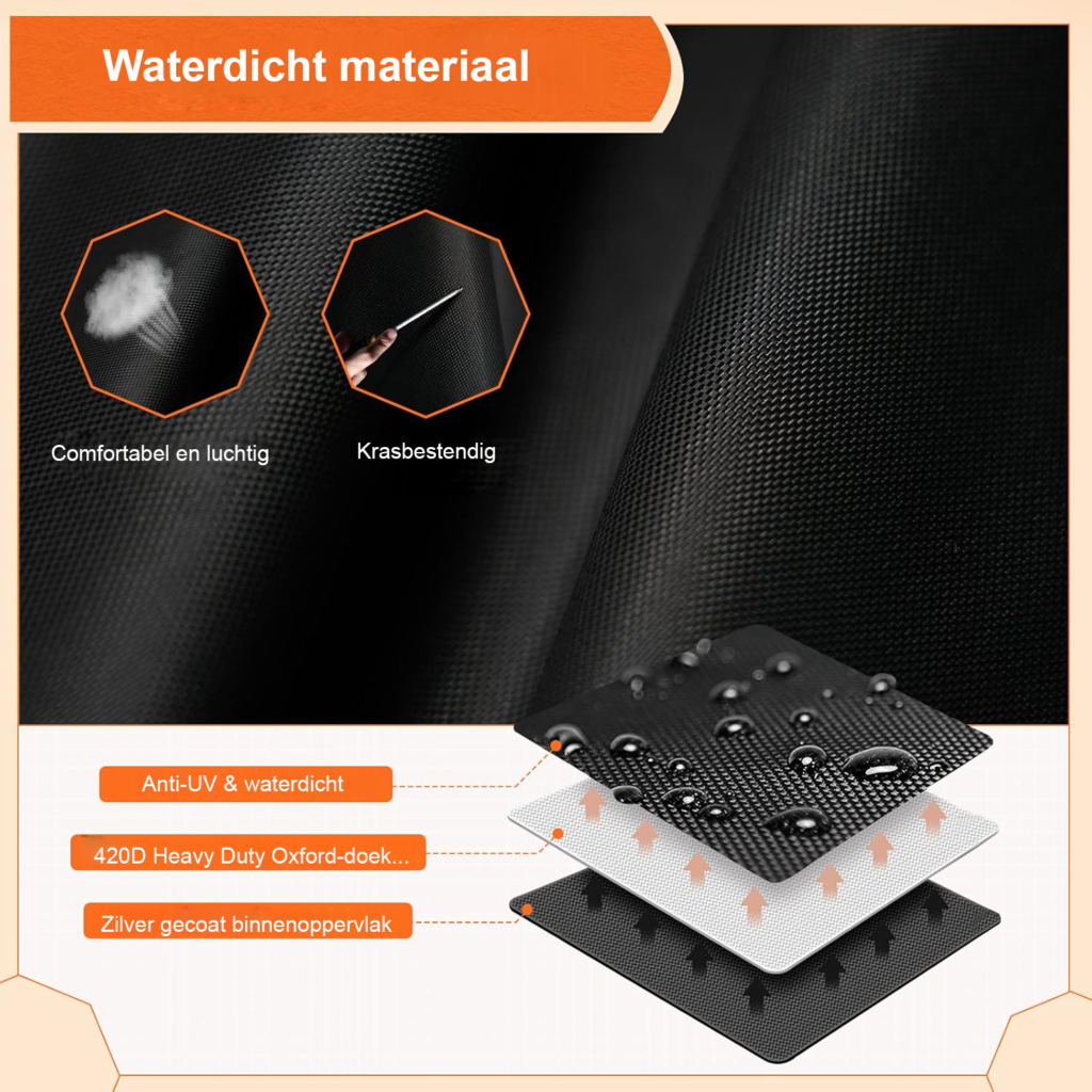 2-Pack waterdichte tuinkussen opbergtas rechthoekig met rits en handgrepen voor tuinmeubels en kerstboom zwart 173x76x51 cm
