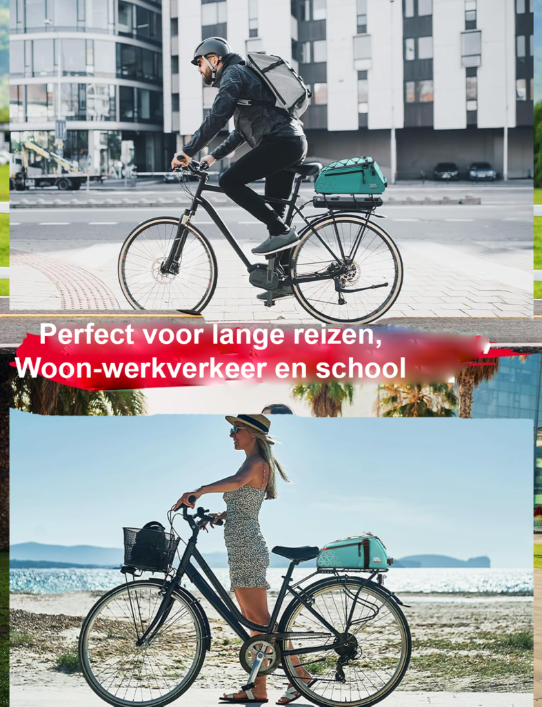 Waterdichte fietstas voor bagagedrager 8 liter met schouderriem
