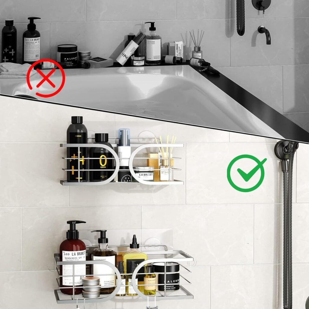 Zwarte RVS doucheplank zonder boren met grote capaciteit voor badkamer, keuken en toilet