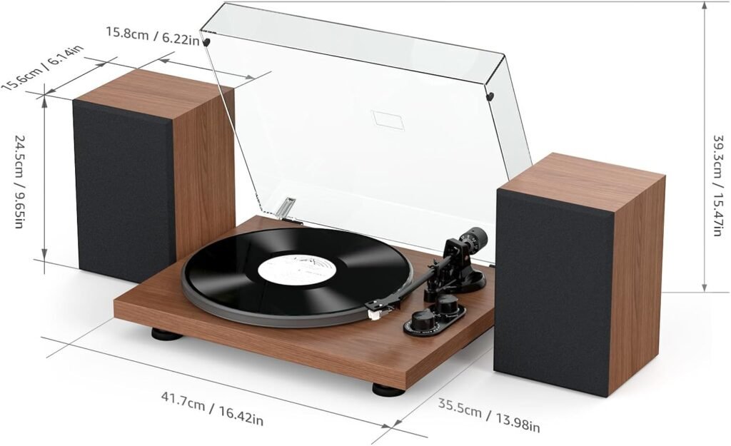 Platenspeler met Bluetooth en 40W speakers voor vinyl afspelen