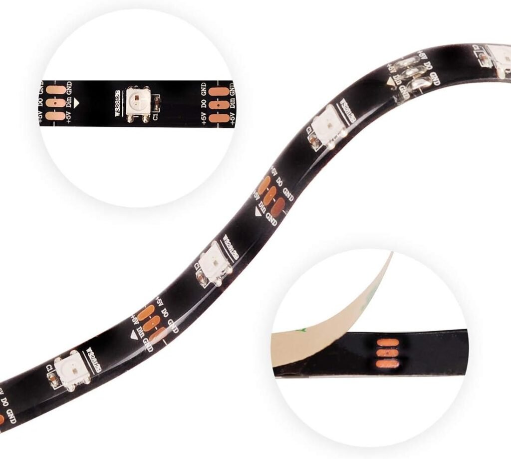 LED strip RGB 5050 SMD 5m programmeerbare pixelverlichting flexibele zwarte PCB 30 pixels per meter droomachtig kleurverloop energiezuinig LED strip licht