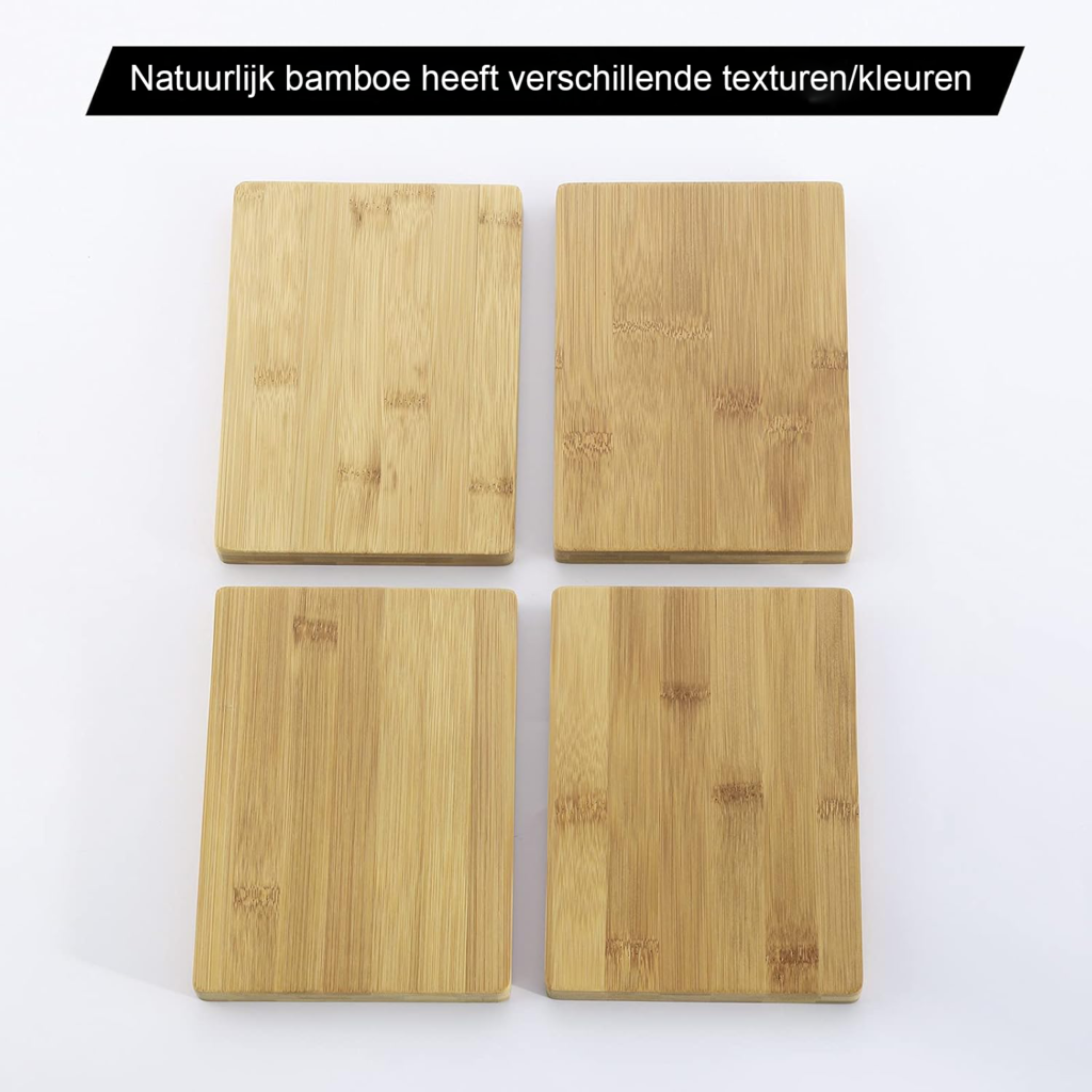 Zelfklevende zwarte RVS toiletrolhouder met bamboe plank voor wandmontage zonder boren