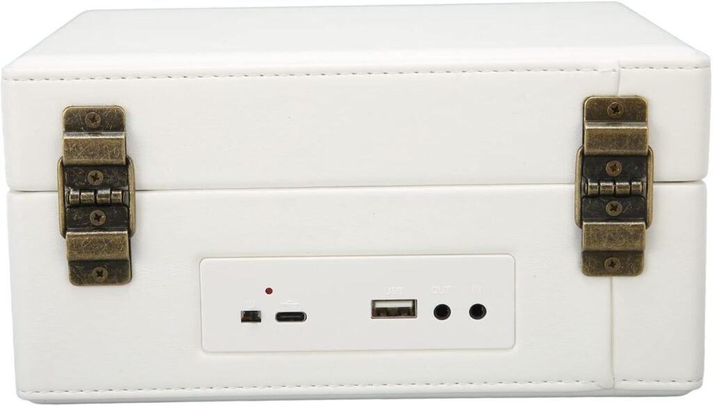 Draagbare CD speler met Bluetooth, oplaadbare batterij en ingebouwde speakers voor muziek luisteren thuis in witte uitvoering