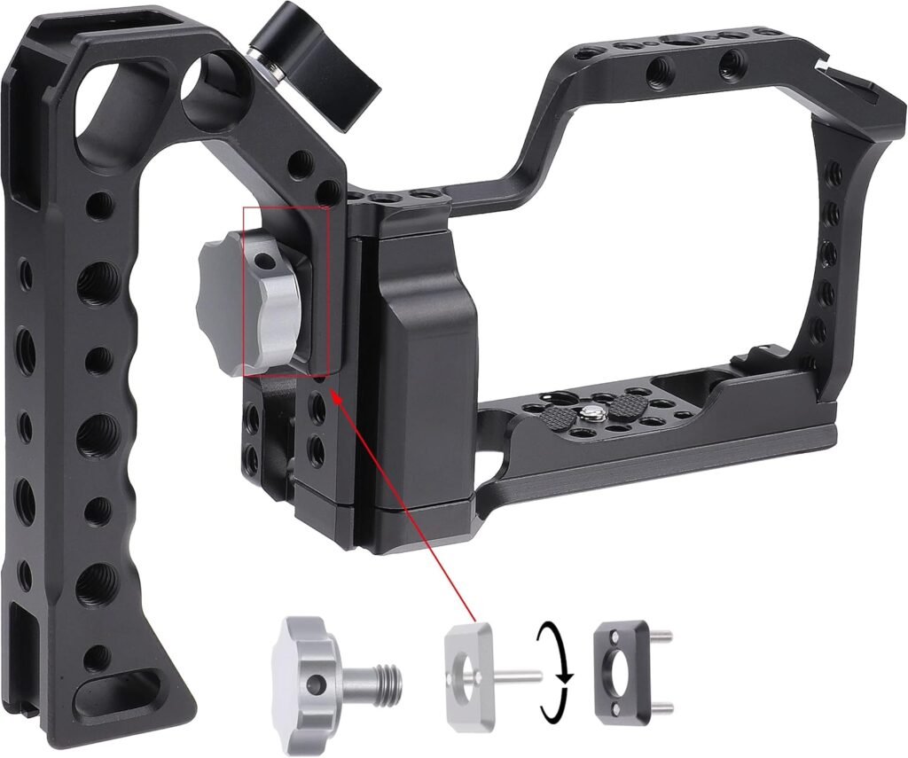 Aluminium camera cage met top handle voor Canon EOS M50 II, M50 en M5 mirrorless camera voor vloggen en video-opnames