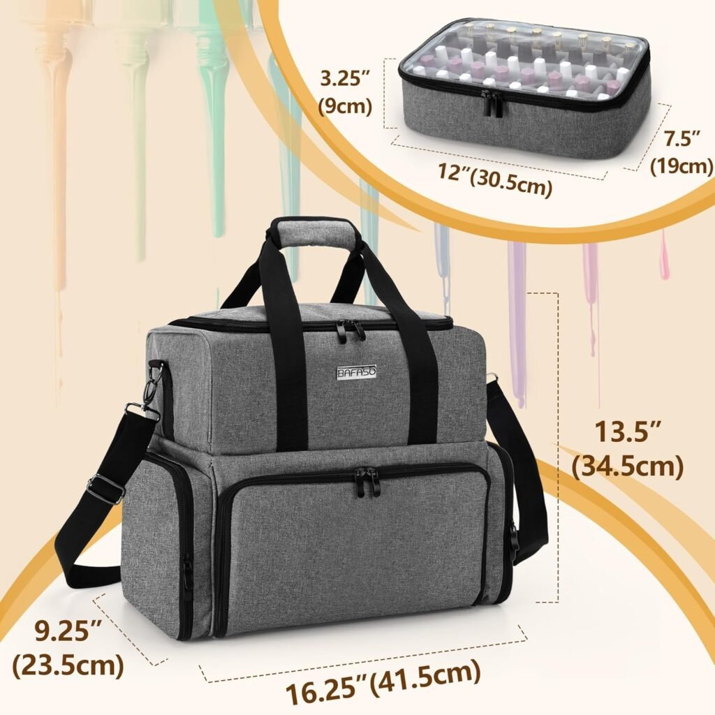 Grijze nagellak organizer tas voor 80 flessen met ruimte voor nageldroger en nagellak accessoires