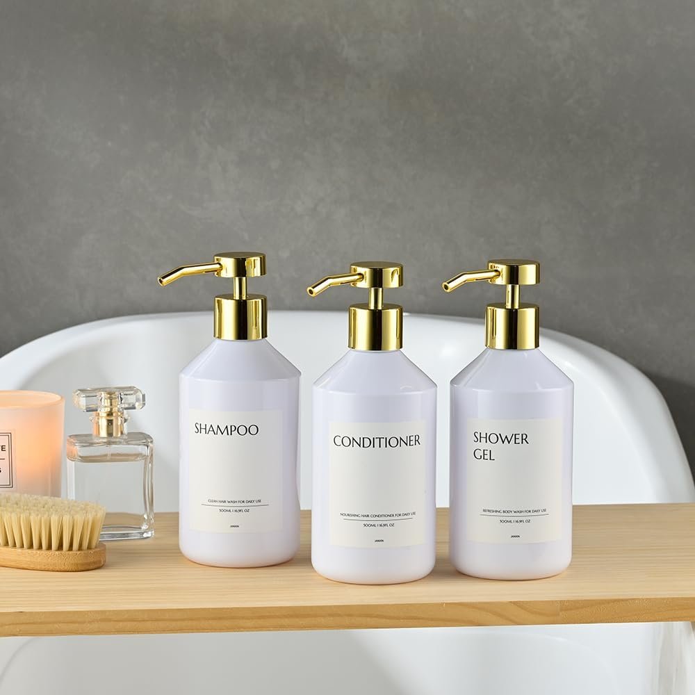 Zeepdispenser set 3 wandmontage zonder boren 500 ml witte fles met gouden foam pomp voor keuken en badkamer afwasmiddel dispenser