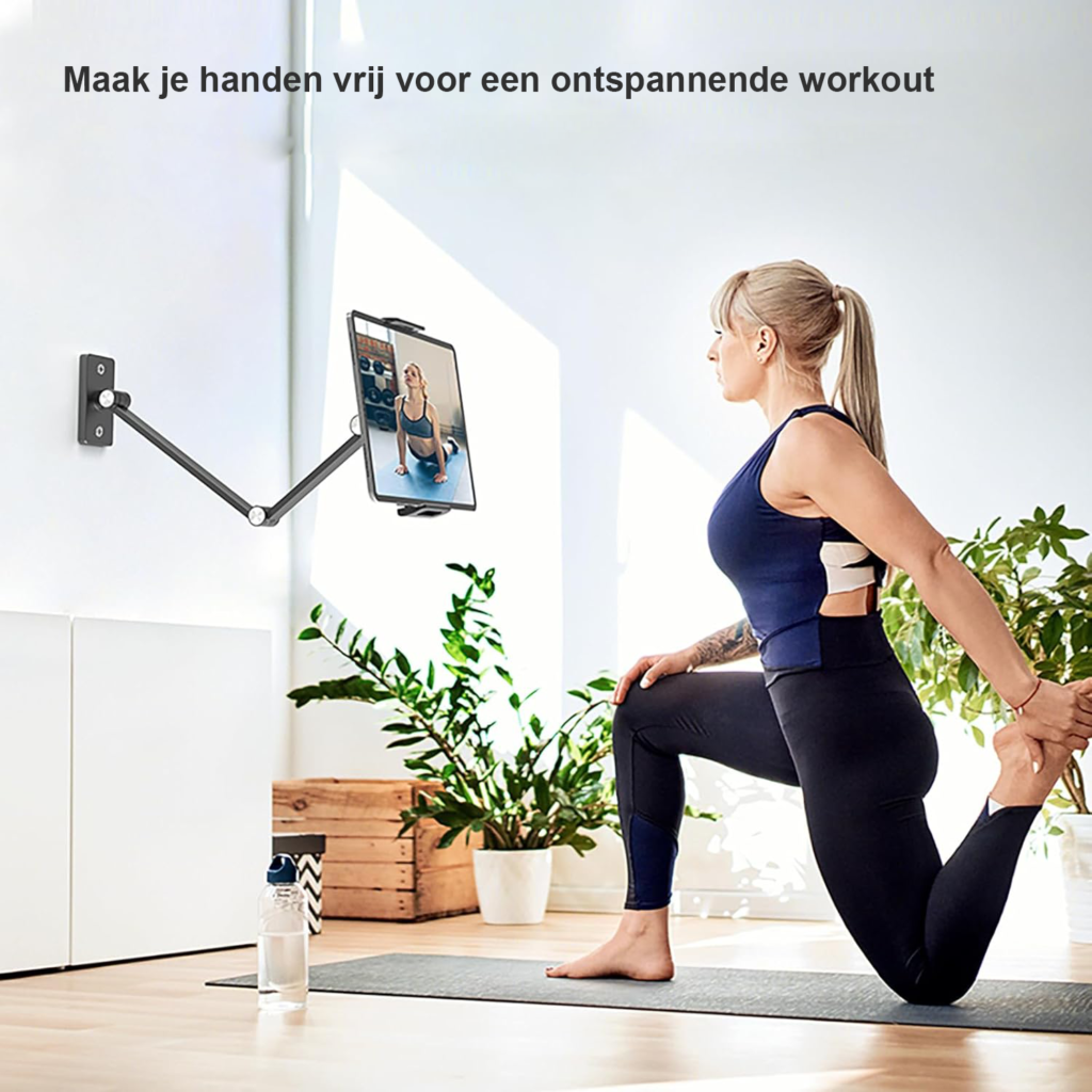 Muurbeugel voor tablet aluminium 360° draaibaar en opvouwbaar voor 4-13 inch tablets en smartphones