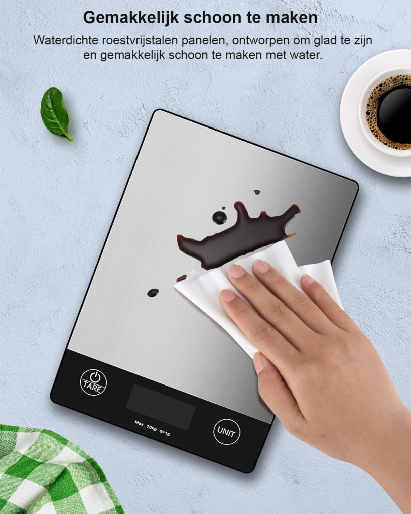 Digitale keukenweegschaal 10 kg met LCD display voor nauwkeurig wegen van voedsel en ingrediënten