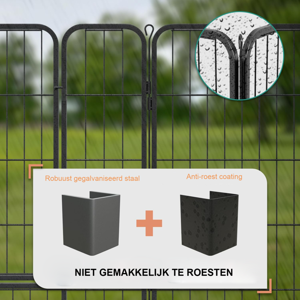 Hondenren met 8 panelen zwart voor kleine honden en puppy’s, opvouwbare speelren voor binnen en buiten 80x60 cm