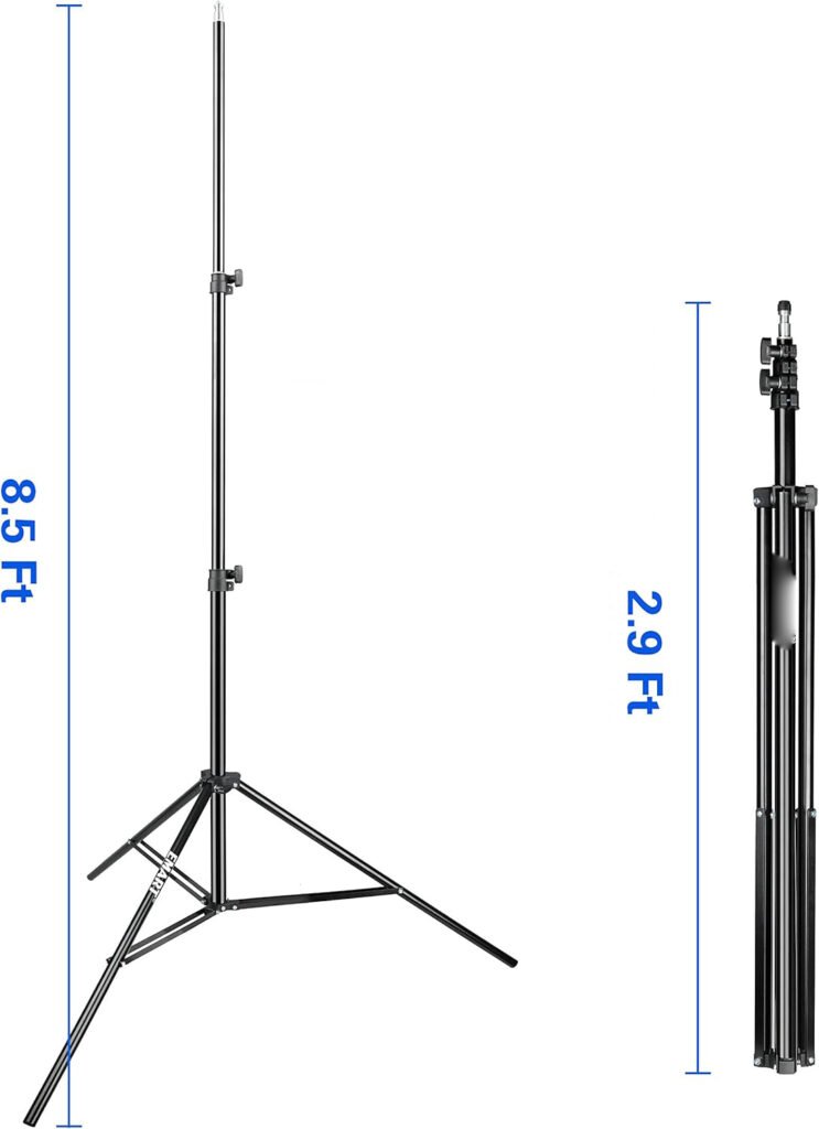 Lichtstatief set 260 cm aluminium voor fotografie, video, studio, softbox en achtergrondverlichting, 2 stuks