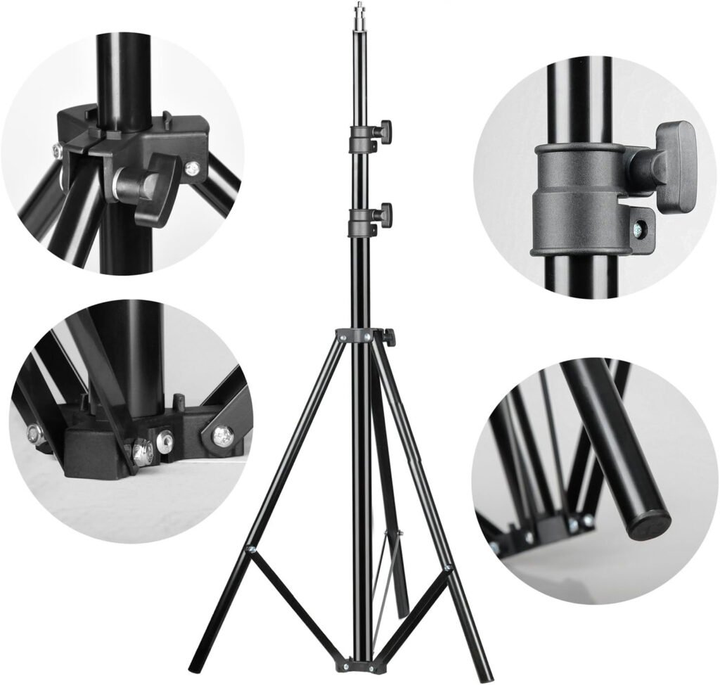 Lichtstatief set van 2 verstelbare fotografie statieven van 190 cm voor fotostudio, softbox en achtergronden