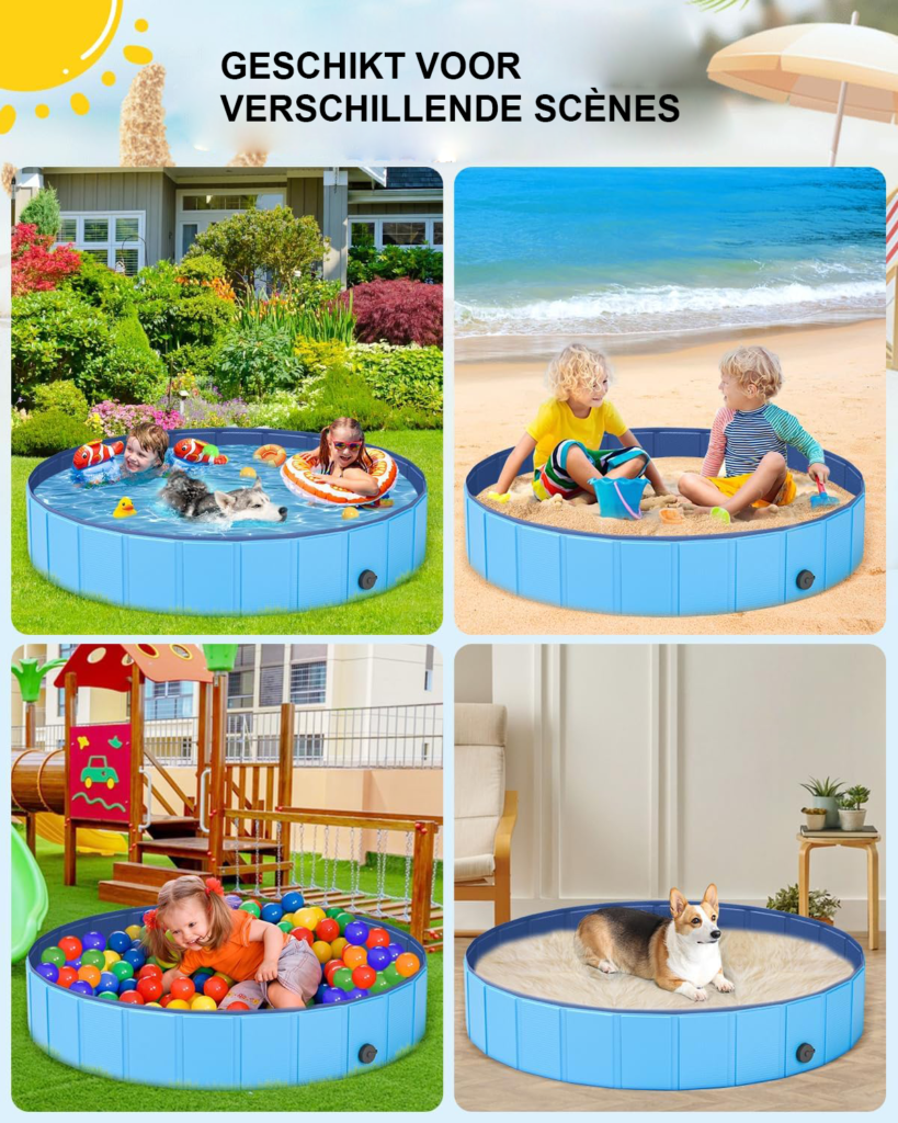 Opvouwbaar PVC hondenbad draagbaar dierenbad voor wassen en zwemmen 47,2 x 12 cm compacte hondenpool kunststof bad voor huisdieren