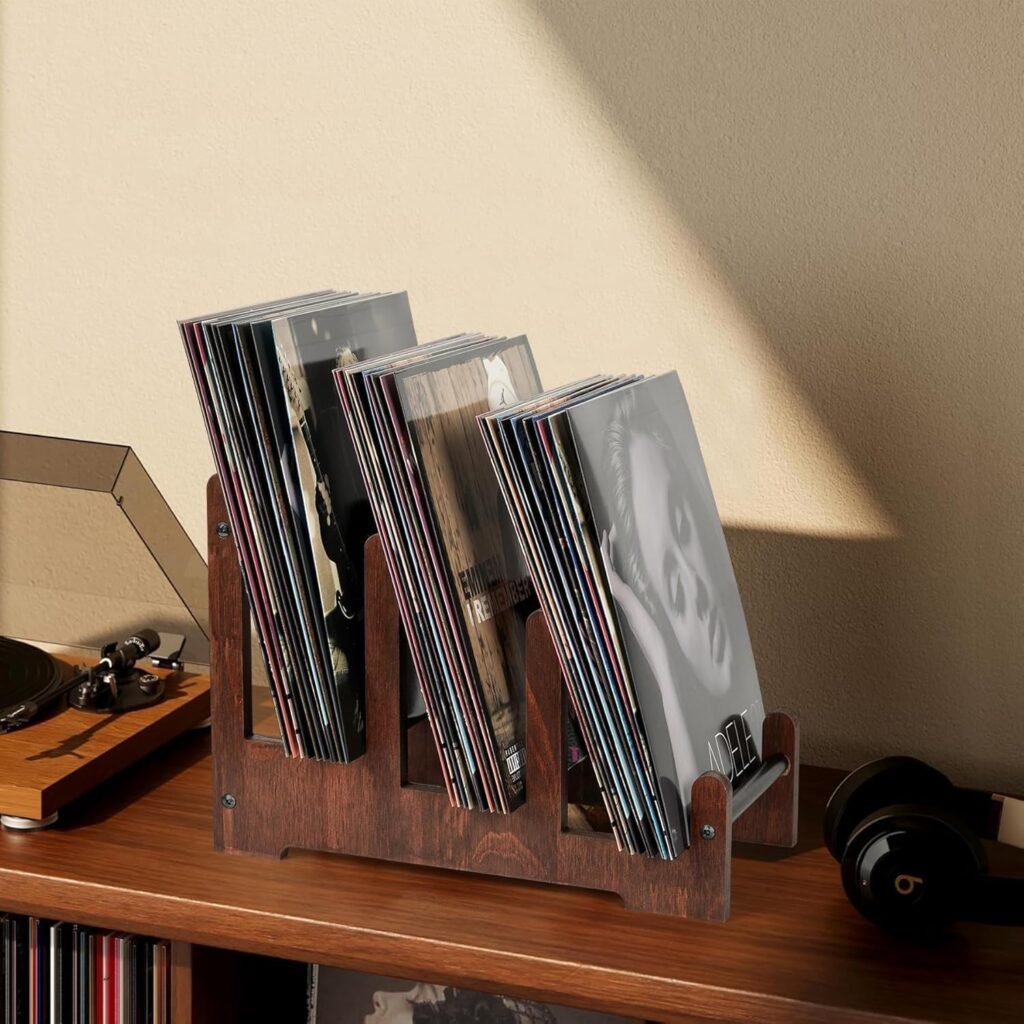 Grammofoon platenstandaard en brochurehouder voor vinyl platen, magazines en boeken 37 x 27 x 24 cm